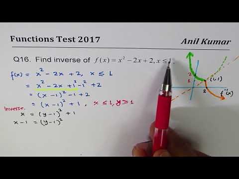 How to find inverse of quadratic function with restricted domain