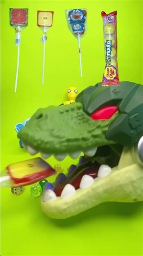 Dinosaur mukbang fruit, tennis, doreamon candy p741🦖🤪 #eating #mukbang #asmrfood #candy #toys