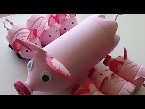 DIY Recycled Art and Crafts Ideas for Kids: How to Make Pig's Family from Plastic Bottles