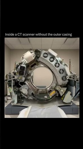 Inside a CT scanner without the outer casing