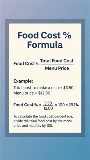 Food Cost % Formula 💲