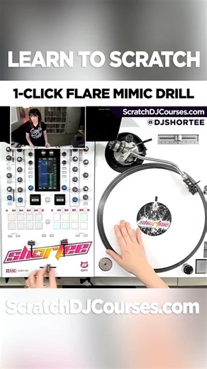 🌬⚔️⚡️🔥☠️🕯👁Scratch with me! 🔥 Let's rock this 1-click FLARE practice routine together! 😻 ⁠ 🎼 This is a 2-BAR Q&A MIMIC DRILL — I scratch for 2 bars & then you copy me for 2 bars. Easy peasy! ⁠ ♾️ Loop this video for a few rounds to master the 1-click FLARE patterns in this mini practice sesh!⁠ 🔥 ㅤ 🥁⁣⁠ Beat: "Visions'" by @DJFaustpix & @DJShortee 💿 Scratch Sample: Ahhhhhhh ⤵️ Get this Beat Scratch Sample for FREE 👉 ScratchDJToolkit.com ⁠ Got more time to practice? 📺 PEEP THE FULL 20-MI