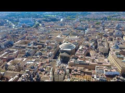 Rome Italy｜Pantheon Dome & Historic Square 4K Drone (Zoom Out Shot)