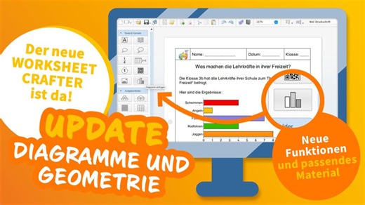 Es ist wieder soweit. 🎉 Ein neues Update wartet auf euch. Wir können damit viele Kund*innenwünsche rund um das Thema Geometrie 📐 erfüllen. Auch einfache Diagramme 📊 könnt ihr jetzt mit dem Worksheet Crafter erstellen. 📌 Genaue Infos zum Update „Diagramme und Geometrie“ findet ihr in unserem aktuellen Blogbeitrag ✍️ und im Video in unserer Worksheet Crafter Akademie 📹. 💡 Unseren Blog und die Akademie findet ihr wie immer auch ganz einfach über den Linktree im Infobereich unserer Facebooksei
