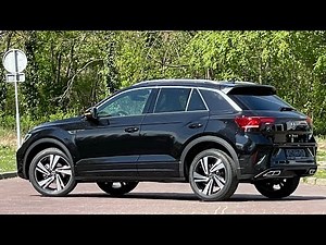 Volkswagen NEW T-roc R-line 2022 in 4K Deep Black Pearl 18 inch Nevada Walk around & Detail inside