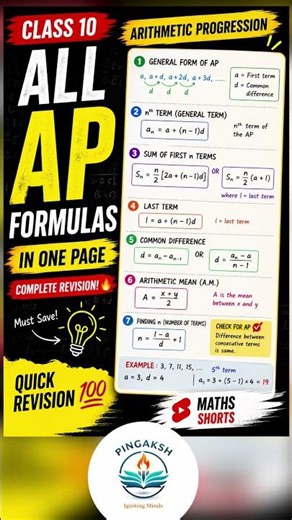 Summary of an Arithmetic progression in 15 seconds #class10maths #exam #maths #shorts #review