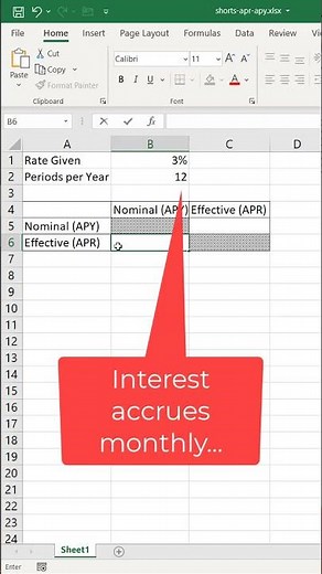 Calculate APR vs APY - Excel #Shorts