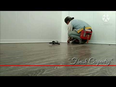 Install Baseboard" using PVC molding.