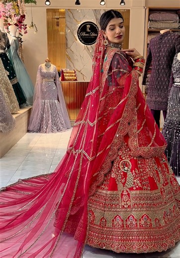 ✨ A Regal Bridal Statement ✨ An exquisite designer bridal lehenga crafted for timeless elegance. Featuring intricate peacock motifs woven with rich gold embroidery, symbolising grace and royalty. Paired with a perfectly coordinated dupatta and matching bridal veil, delicately finished to enhance the grandeur of the look. Every detail reflects luxury, tradition, and impeccable craftsmanship — made for a truly unforgettable bridal moment. ❤️ 📍 Khaas Libas St Ursule, Central Flacq (Church Road, ne