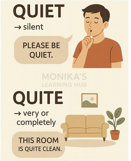 Quiet vs Quite | Common English Mistake Explained | Monika’s Learning Hub | English Vocabulary