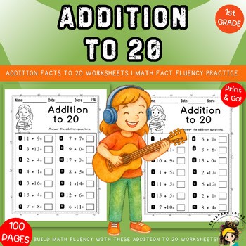 Addition to 20 Math Facts Fluency 1st Grade Worksheets