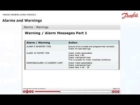 Danfoss Learning - Alarms and Warnings - eLesson preview