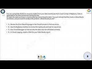 Q193. You are using Data Studio to visualize a table from your data warehouse that is built on top