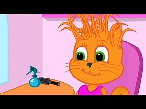 Cats Family in English - Mommy in a beauty salon Cartoon for Kids