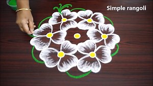 8.2K views · 138 reactions | its a simple white flower rangoli design with multiple colours using 5x3 dots, 2 Rangoli design in Single Video | Simple Rangoli | Facebook