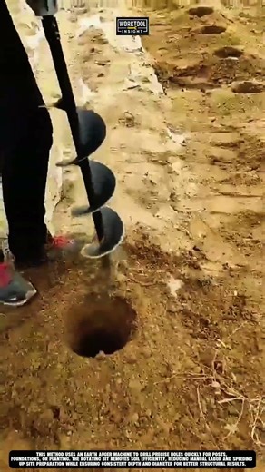 Drilling soil for ground preparation using Work tool Earth Auger Machine #tool #worktool