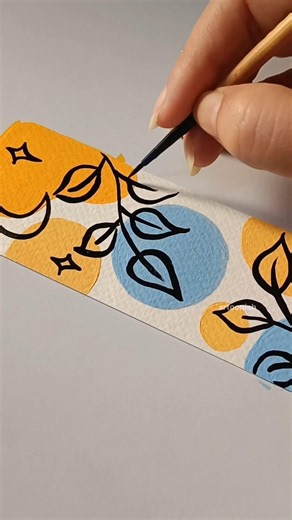 🌙🌿Moon & Leaves Bohoart Bookmark| Abstract Acrylic Painting Tutorial #bohoart #art #diy #artshorts