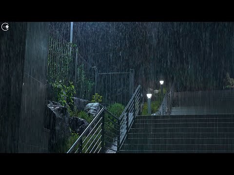Goodbye stress so you can fall asleep immediately with strong heavy rain on a rainy night Rain sound