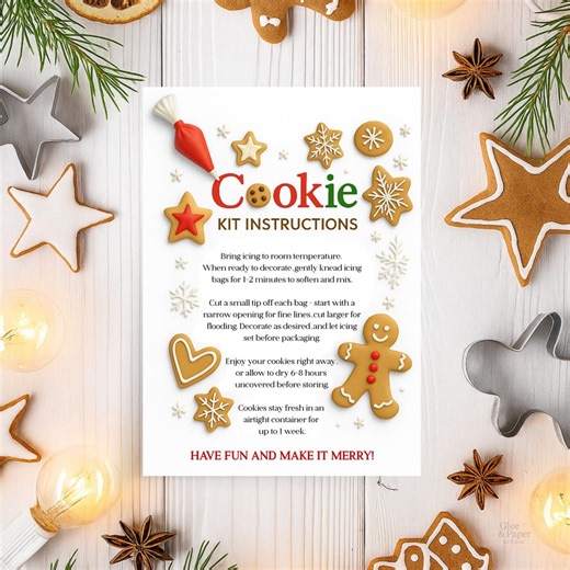 Editable Christmas Baking Instructions Card | Holiday Treat Decorating Tag | Corjl Template | Printable Download - Etsy