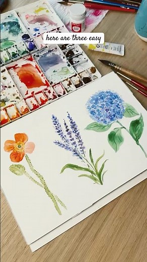 3 Easy Watercolor Flowers with stippling #learnwatercolor #watercolorforbeginners