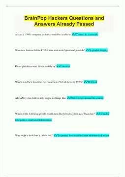 BrainPop Hackers Questions and Answers Already Passed771