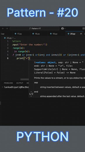 Python Pattern #20– M Pattern🔥 | Beginner Friendly #shorts #coding #python