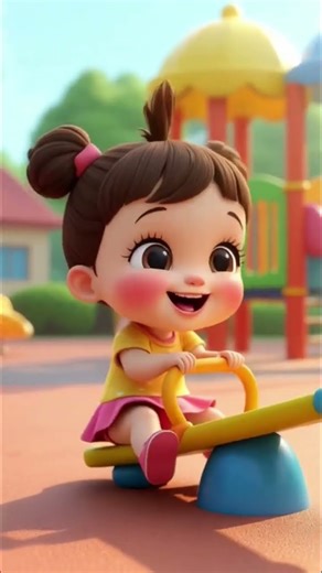 Baby Boy Climbing Ladder & Sliding | Cute Nursery Rhyme Style Cartoon | Kids 3D Animation