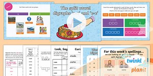PlanIt Y1 Term 2B W2: Split Digraphs 'a-e' and 'e-e' Spelling Pack