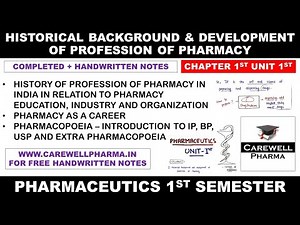Historical Background and Development of Profession of Pharmacy || Ch 1 U 1 || Pharmaceutics 1st sem