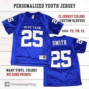 Personalized Youth Football Jersey: Custom Team Name & Number, Athletic Uniform Shirt, Kids Sports Jerseys - Etsy