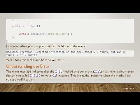 How to Resolve Moq.MockException When Testing Method Calls in C#