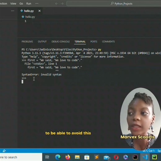 How To Escape Characters In Python 👨‍💻👨‍💻👨‍💻 #tips #Python #everyone #Project #programming #websitedevelopment #extensions #vscode #jadexartsacademy | Jadexarts Academy