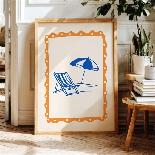 Summer Beach Printable Wall Art, Minimalist Beach Poster, Ocean Lover Gift (digital Download) - Etsy