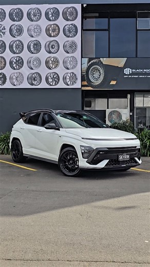 2025 Hyundai Kona N fitted with the JSR ST23 gloss black 18 inch wheels. JSR is NZ's number 1 wheel brand, offering cast and flow form technology wheels with custom offsets and finishes to fit most JDM and sedan vehicles. | CNC Wheels NZ