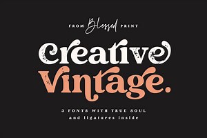 Creative Vintage Font Duo, a Serif Font by Blessed Print