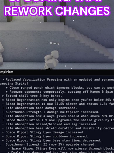 UPCOMING VAMP REWORK CHANGES SHOWCASE #yba #rblx #tik_tok #shorts #viralvideos #trendingvideo #gaming