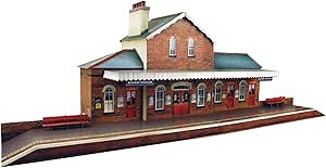The CityBuilder Railroad Station Cardboard Model Making Kit - O Scale Model Railroad Building