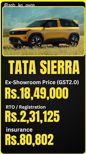 Tata Sierra Top model – Price & Variants Overview