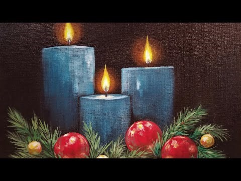 Christmas Candles LIVE Acrylic Painting Tutorial