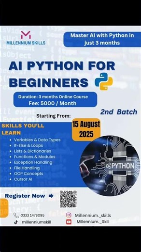 Ai Python for beginners#LearnAI #PythonForBeginners #AIWithPython #TechSkills #Ai #learnanything