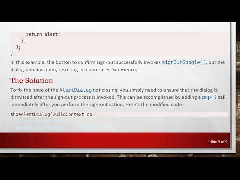 Fixing the AlertDialog not closing Issue in Flutter