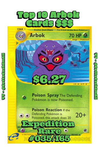 Top 10 Most Valuable Arbok Cards in Pokémon TCG History #pokemon #pokemoncards #pokémon #top10 #tcg