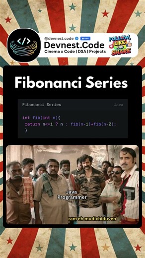 Fibonanci series 🤯❤️‍🔥| DSA tamil #coding #dsa #engineering #comedy #shorts #shortsfeed #viral #tvk