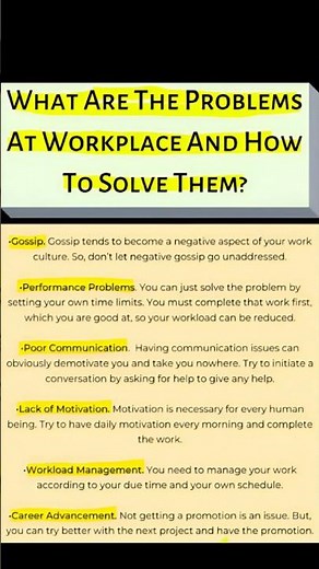 "6 What are the Problems At Workplace and How to Solve Them 😱 MASTER Solutions" #problemsolving