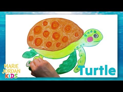 Sea Turtle Drawing for Kids | Fun Ocean Animals Video