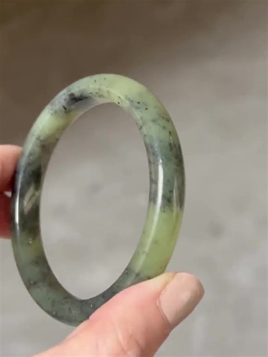 Certified Bi Yu Nephrite Jade 53 MM Bangle Natural Jade Jewelry Healing Crystal, Strength & Balance