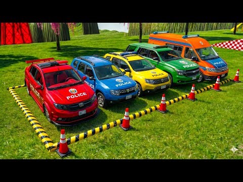 Transport Pixar Car Chalange | Police, Fire & Ambulance on Mega Ramps | #84
