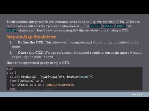 Simplifying SQL Queries using Common Table Expressions