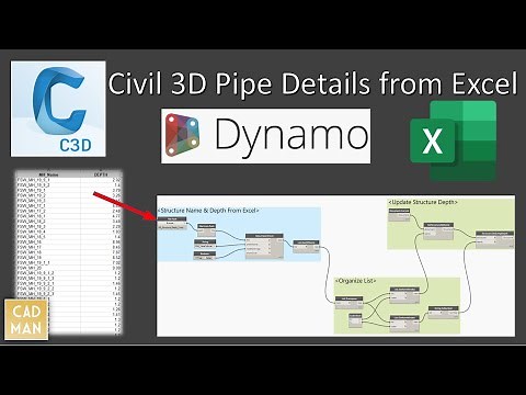Dynamo For Civil 3D: Pipe Network Details from Excel