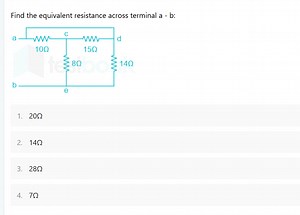 Find the equivalent resistance across terminal a - b :20 \Omeg... | Filo